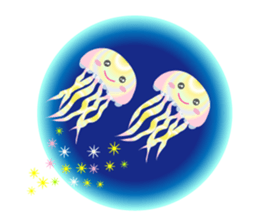 The jellyfish shining in rainbow color sticker #11220913