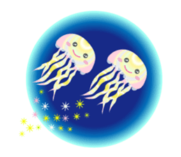 The jellyfish shining in rainbow color sticker #11220913