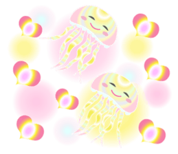 The jellyfish shining in rainbow color sticker #11220915