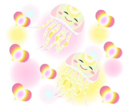 The jellyfish shining in rainbow color sticker #11220915