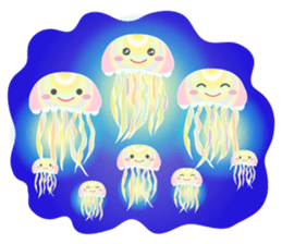 The jellyfish shining in rainbow color sticker #11220916