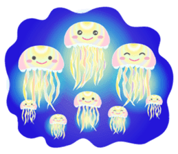 The jellyfish shining in rainbow color sticker #11220916