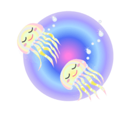 The jellyfish shining in rainbow color sticker #11220917