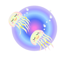 The jellyfish shining in rainbow color sticker #11220917