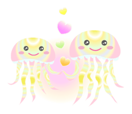 The jellyfish shining in rainbow color sticker #11220918