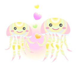 The jellyfish shining in rainbow color sticker #11220918