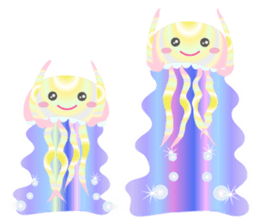 The jellyfish shining in rainbow color sticker #11220919