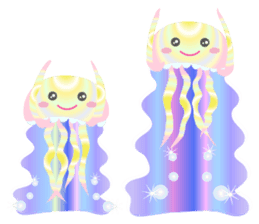 The jellyfish shining in rainbow color sticker #11220919