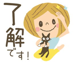 Nordic cat and girl sticker #11229825