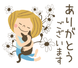 Nordic cat and girl sticker #11229831