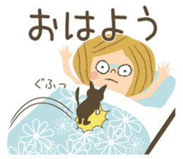 Nordic cat and girl sticker #11229833