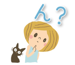 Nordic cat and girl sticker #11229841