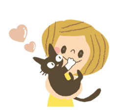 Nordic cat and girl sticker #11229846