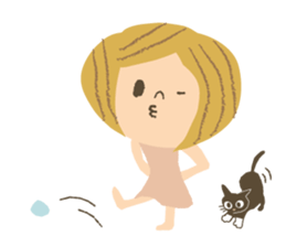 Nordic cat and girl sticker #11229847