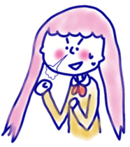 girls&cat sticker #11238493