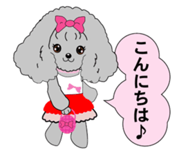 Silver poodle LOVE sticker #11244679