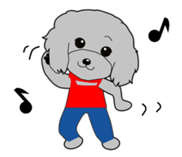 Silver poodle LOVE sticker #11244683