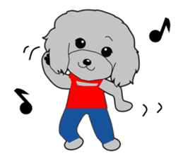 Silver poodle LOVE sticker #11244683