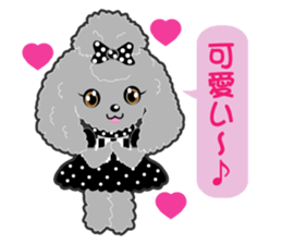 Silver poodle LOVE sticker #11244691