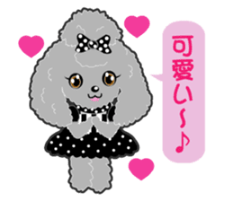 Silver poodle LOVE sticker #11244691