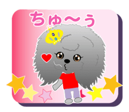 Silver poodle LOVE sticker #11244696