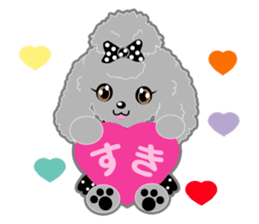 Silver poodle LOVE sticker #11244699