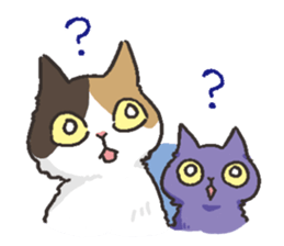 Daily life of Black cat and Calico cat sticker #11258143