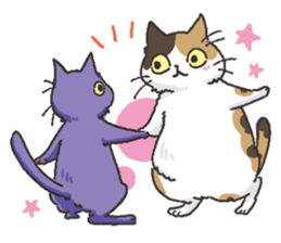 Daily life of Black cat and Calico cat sticker #11258153
