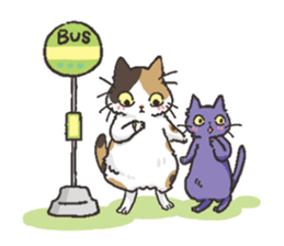 Daily life of Black cat and Calico cat sticker #11258159