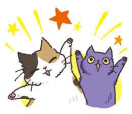 Daily life of Black cat and Calico cat sticker #11258161