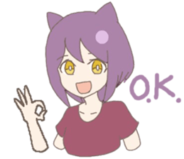 purple cat girl sticker #11275410