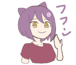 purple cat girl sticker #11275412