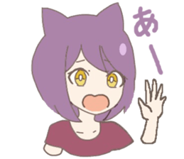 purple cat girl sticker #11275421