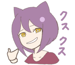 purple cat girl sticker #11275434