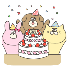 A dog and a cat and rabbit