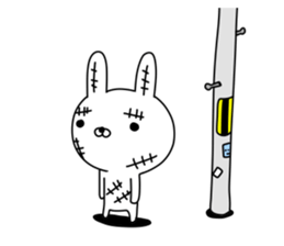 Rabbit with many wounds 2 sticker #11279901