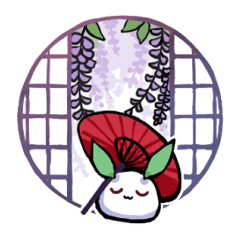 snow rabbit and Japanese round window