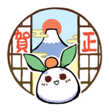 snow rabbit and Japanese round window sticker #11283352
