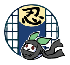 snow rabbit and Japanese round window sticker #11283355