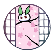 snow rabbit and Japanese round window sticker #11283356