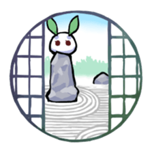 snow rabbit and Japanese round window sticker #11283362