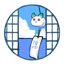 snow rabbit and Japanese round window sticker #11283364