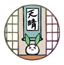 snow rabbit and Japanese round window sticker #11283371