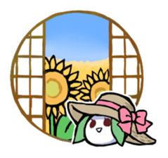 snow rabbit and Japanese round window sticker #11283372