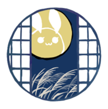 snow rabbit and Japanese round window sticker #11283375