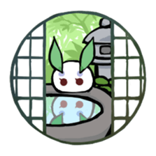 snow rabbit and Japanese round window sticker #11283376