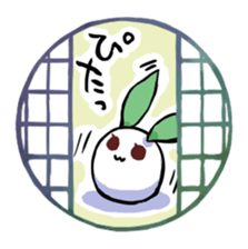 snow rabbit and Japanese round window sticker #11283378