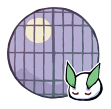 snow rabbit and Japanese round window sticker #11283381