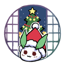 snow rabbit and Japanese round window sticker #11283385
