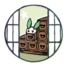 snow rabbit and Japanese round window sticker #11283386